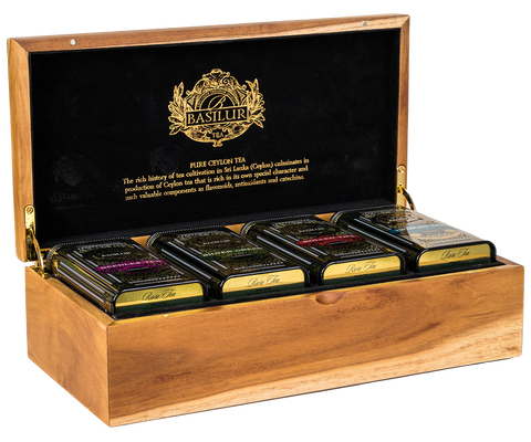 Rare Tea Luxury Wooden Gift Box - 4 Rare Tea Caddies