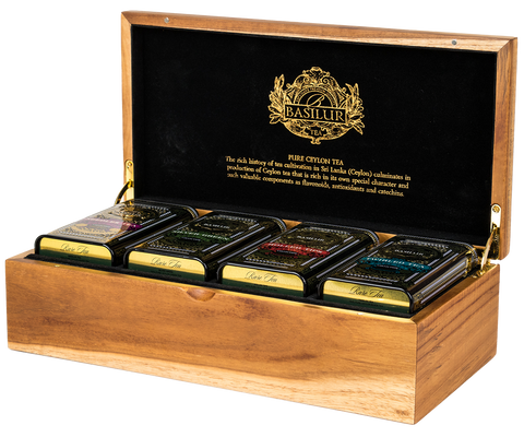 Rare Tea Luxury Wooden Gift Box - 4 Rare Tea Caddies