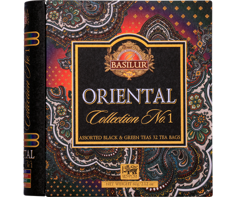 Oriental Collection Tea Book - 32 Enveloped Tea Bags - 4 Flavours of Green And Black Ceylon Tea