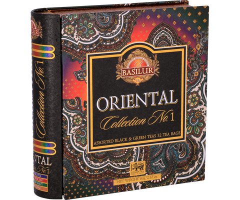 Oriental Collection Tea Book - 32 Enveloped Tea Bags - 4 Flavours of Green And Black Ceylon Tea
