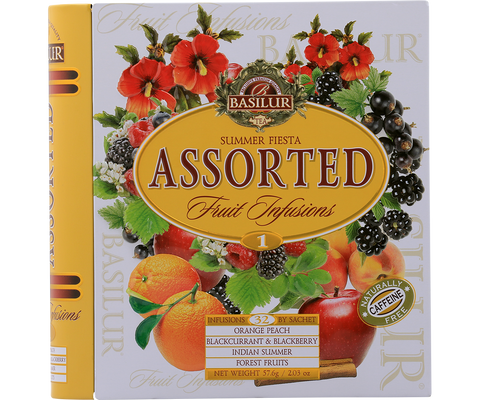 Summer Fiesta Fruit Infusions Tea Book - 32 Enveloped Tea Bags - 4 Flavours