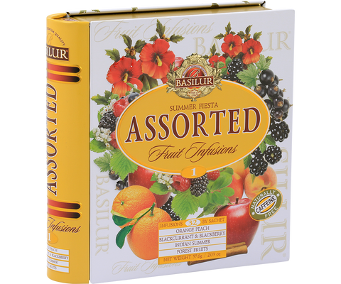 Summer Fiesta Fruit Infusions Tea Book - 32 Enveloped Tea Bags - 4 Flavours