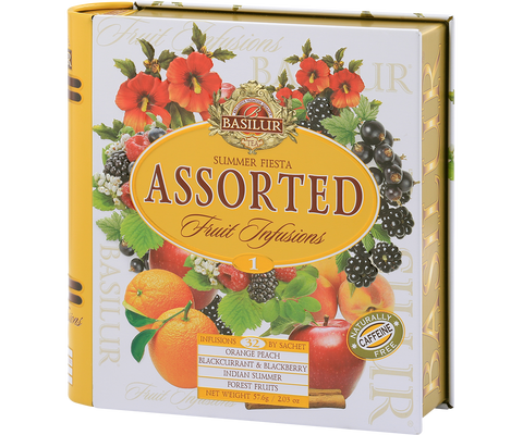 Summer Fiesta Fruit Infusions Tea Book - 32 Enveloped Tea Bags - 4 Flavours