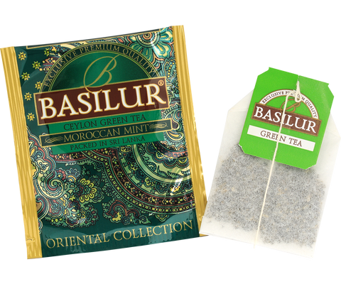 Oriental Collection Tea Book - 32 Enveloped Tea Bags - 4 Flavours of Green And Black Ceylon Tea
