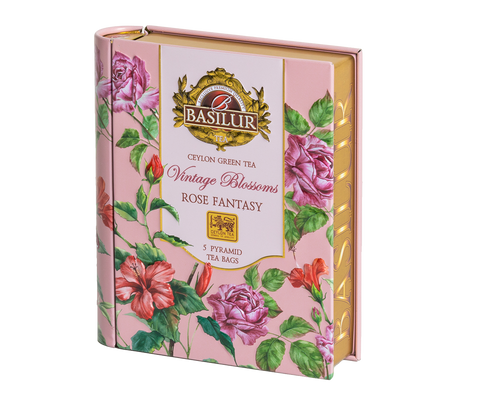 Mini Tea Book -Vintage Blossoms - Rose Fantasy - 5 Pyramid Tea Bags