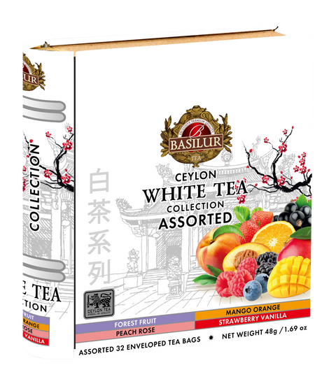 White tea Collection - Tea Book - 32 Enveloped Tea Bags - 4 Flavours