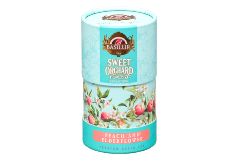 Basilur Sweet Orchard Peach & ElderFlower - 75g Loose Leaf Green Tea