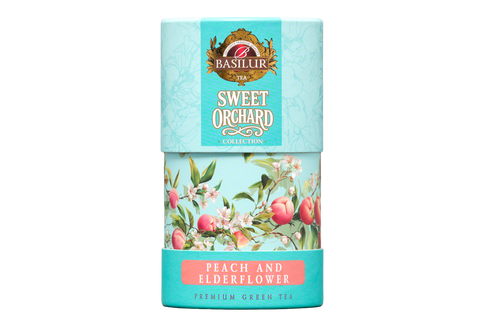 Basilur Sweet Orchard Peach & ElderFlower - 75g Loose Leaf Green Tea