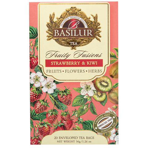 Basilur Fruit Infusions- Strawberry & Kiwi - 20 Enveloped Tea Bags