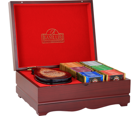 Luxury Wooden Gift Box - 60 Enveloped Tea Bags & Island of Tea Tin Caddy