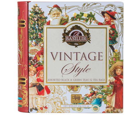 Vintage Style Tea Book - 32 Enveloped Tea Bags - 4 Flavours